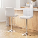 Artiss 2x Bar Stools Leather Gas Lift White-15