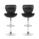 Artiss 2x Bar Stools Gas Lift Leather Seat Black-5