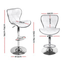 Artiss 2x Bar Stools Gas Lift Leather Seat White-3