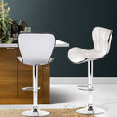 Artiss 2x Bar Stools Gas Lift Leather Seat White-13
