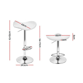 Artiss 2x Bar Stools Leather Gas Lift Chair White - 0