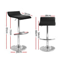 Artiss 2x Bar Stools Adjustable Gas Lift Chairs Black-2