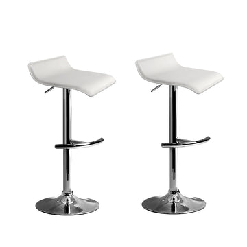Artiss 2x Bar Stools Adjustable Gas Lift Chairs White - 0