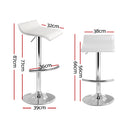 Artiss 2x Bar Stools Adjustable Gas Lift Chairs White-3
