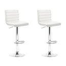 Artiss 2x Bar Stools Padded Leather Gas Lift White-1