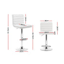 Artiss 2x Bar Stools Padded Leather Gas Lift White-4