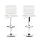 Artiss 2x Bar Stools Padded Leather Gas Lift White-6