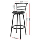 Artiss 2x Bar Stools Swivel Leather Padded Metal-2