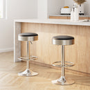 Artiss Set of 2 Backless PU Leather Bar Stools - Black and Chrome-1