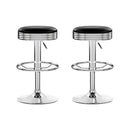 Artiss Set of 2 Backless PU Leather Bar Stools - Black and Chrome-13
