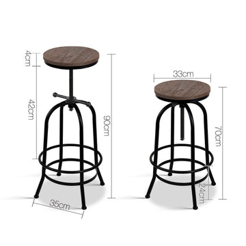 Artiss Bar Stools Adjustable Wood Chairs - 0