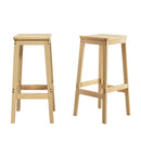 Artiss 2x Bar Stools Rubber Wood Stool Counter Chair Rattan Barstools Kitchen-1