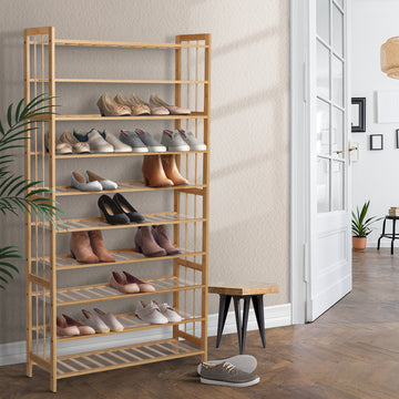 Artiss Shoe Rack Cabinet Bamboo 10-tier 50 Pairs