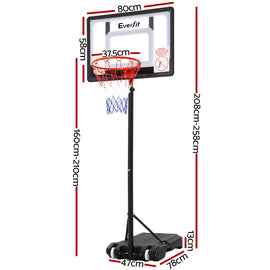 Everfit 2.1M Basketball Hoop Stand System Adjustable Portable Pro Kids Clear - 0