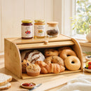 Artiss Bamboo Bread Box Bin Roll Top Kitchen Countertop Storage 45cm Natural-1