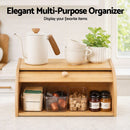 Artiss Bamboo Bread Box Bin Roll Top Kitchen Countertop Storage 45cm Natural-5