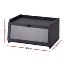 Artiss Bamboo Bread Box Kitchen Countertop Storage Clear Window Shelf 40cm Black-2