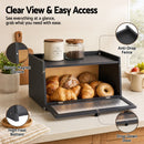 Artiss Bamboo Bread Box Kitchen Countertop Storage Clear Window Shelf 40cm Black-5