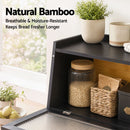 Artiss Bamboo Bread Box Kitchen Countertop Storage Clear Window Shelf 40cm Black-7