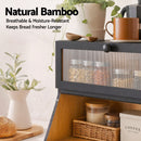 Artiss Bamboo Bread Box 2-Tier Kitchen Countertop Storage 40cm Black-7