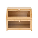 Artiss Bamboo Bread Box 2-Tier Kitchen Countertop Storage 39cm Natural-3