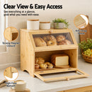 Artiss Bamboo Bread Box 2-Tier Kitchen Countertop Storage 39cm Natural-5