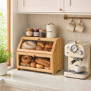 Artiss Bamboo Bread Box 2-Tier Kitchen Countertop Storage 39cm Natural-8