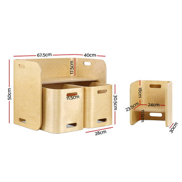 Keezi 3PCS Kids Table and Chairs Set Multifunctional Storage Desk - 0