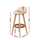 Artiss 2x Bar Stools Padded Leather Wooden Beige-4