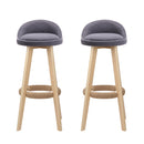 Artiss 2x Bar Stools Padded Linen Wooden Grey-6