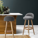 Artiss 2x Bar Stools Padded Linen Wooden Grey-13