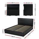 Artiss RGB LED Double Bed Frame with Beside Table Set 16 Colour Mood Lighting-2