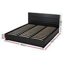 Artiss Lumi LED Bed Frame PU Leather Gas Lift Storage - Black King-3