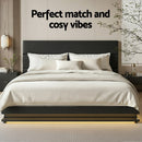 Artiss Lumi LED Bed Frame PU Leather Gas Lift Storage - Black King-7