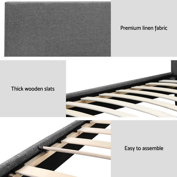 Artiss Neo Bed Frame Fabric - Grey King Single