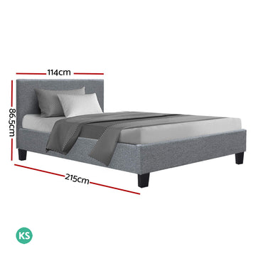 Artiss Neo Bed Frame Fabric - Grey King Single - 0