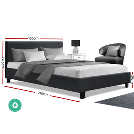 Artiss Neo Bed Frame Fabric - Charcoal Queen - 0