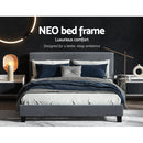Artiss Neo Bed Frame Fabric - Grey Queen-4