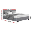 Artiss Nino Bed Frame Fabric - Grey Double-3