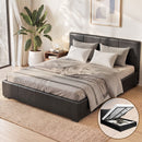 Artiss Nino Bed Frame PU Leather - Black Queen-1
