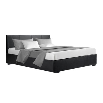 Artiss Nino Bed Frame PU Leather - Black Queen - 0