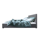 Artiss Bed Frame Queen Size Gas Lift Base -NINO Grey-5