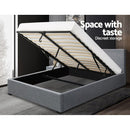 Artiss Bed Frame Queen Size Gas Lift Base -NINO Grey-9