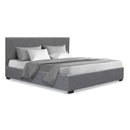 Artiss Bed Frame Queen Size Gas Lift Base -NINO Grey-1