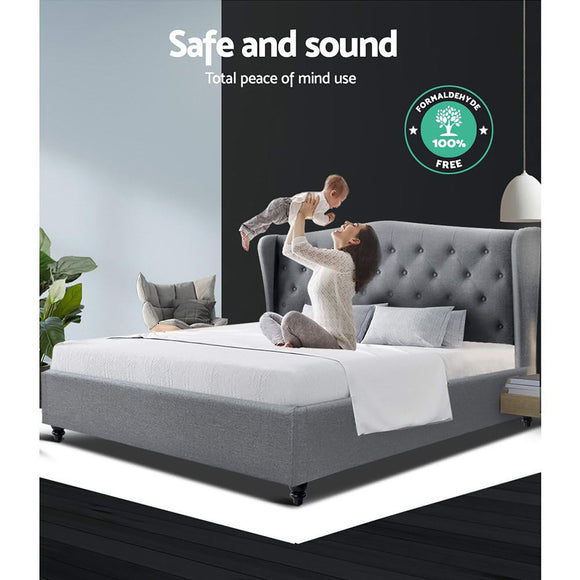 Artiss Pier Bed Frame Fabric - Grey Double