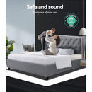 Artiss Pier Bed Frame Fabric - Grey Queen-9