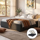 Artiss TOKI Queen Size Storage Gas Lift Bed Frame without Headboard Fabric Charcoal-1