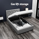 Artiss Vila Bed Frame Fabric Gas Lift Storage - Grey King Single-8