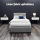 Artiss Vila Bed Frame Fabric Gas Lift Storage - Grey King Single-9