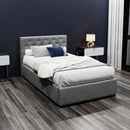 Artiss Vila Bed Frame Fabric Gas Lift Storage - Grey King Single-13